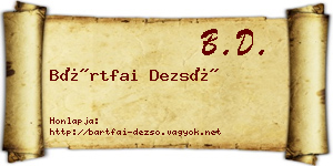 Bártfai Dezső névjegykártya